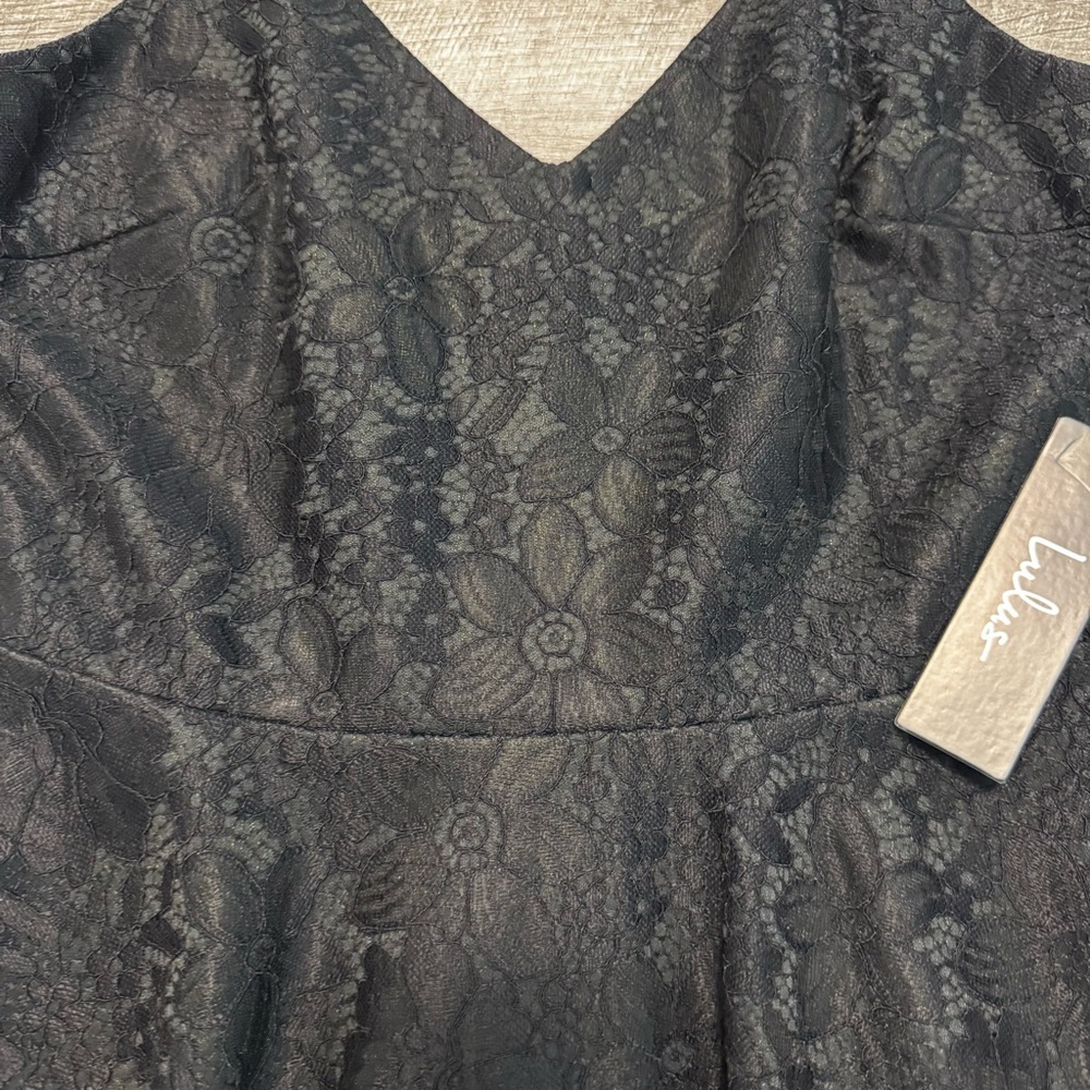 Lulu's Way with Words Black Lace Skater Dress NWT Womens Sz. S - Picture 7 of 13